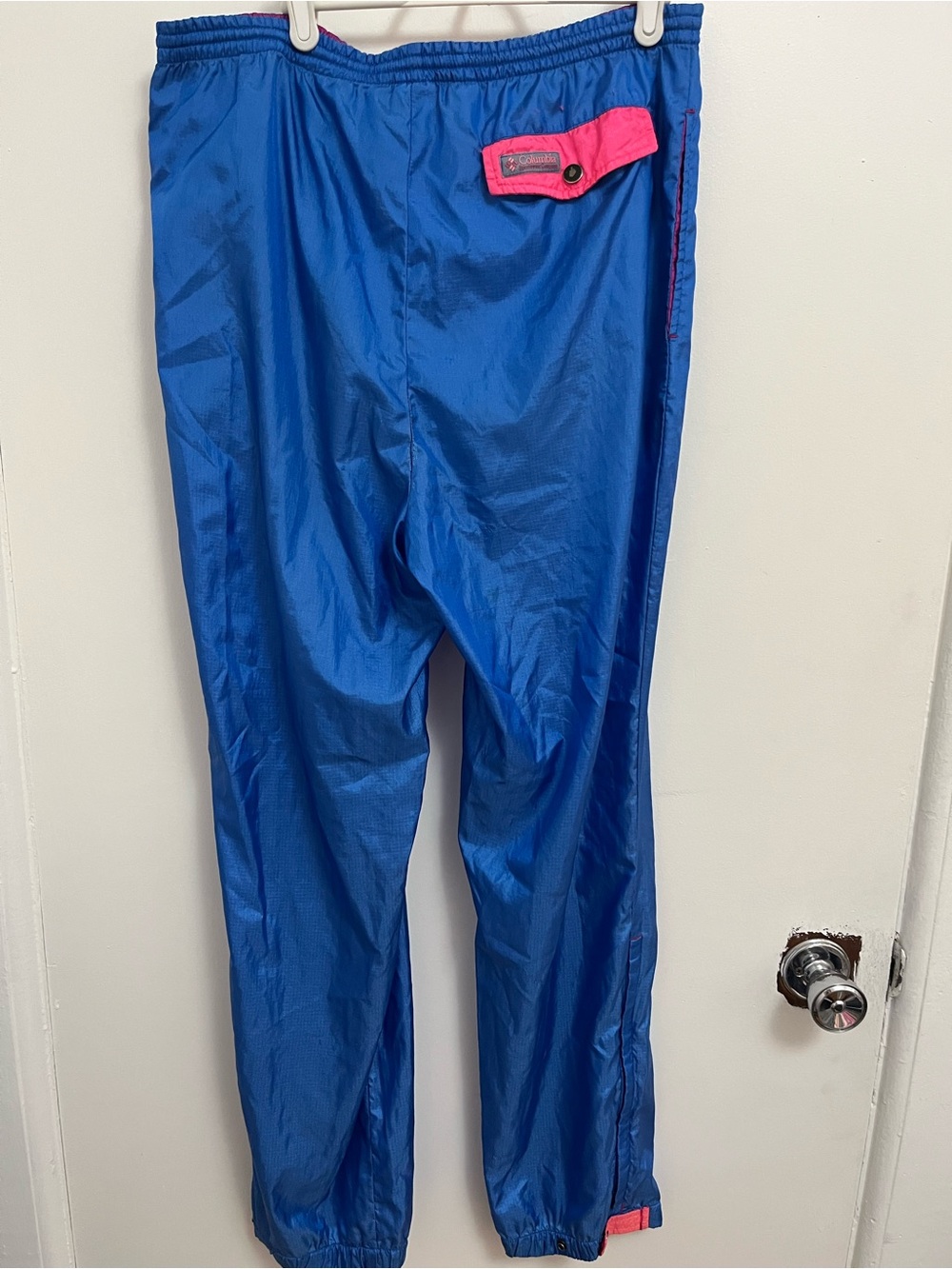 Vintage Columbia Blue Joggers with Pink Pocket Accent